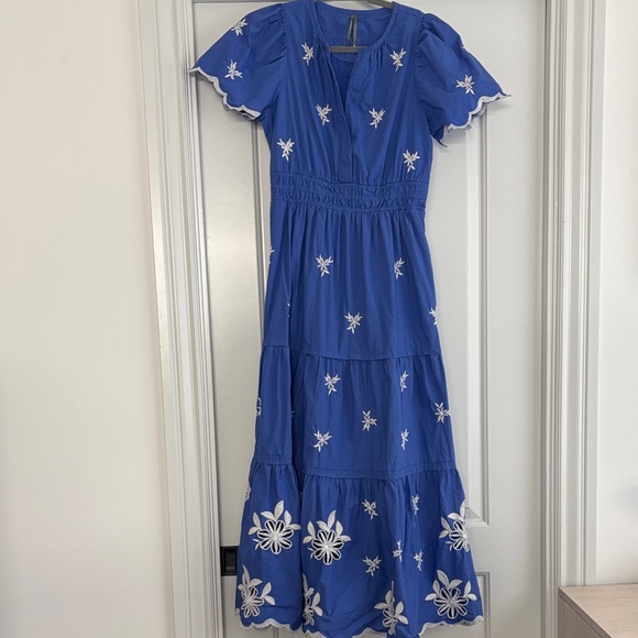 Anthropologie Dresses & Skirts - Anthropologie Somerset Blue Floral Embroidered Maxi Dress